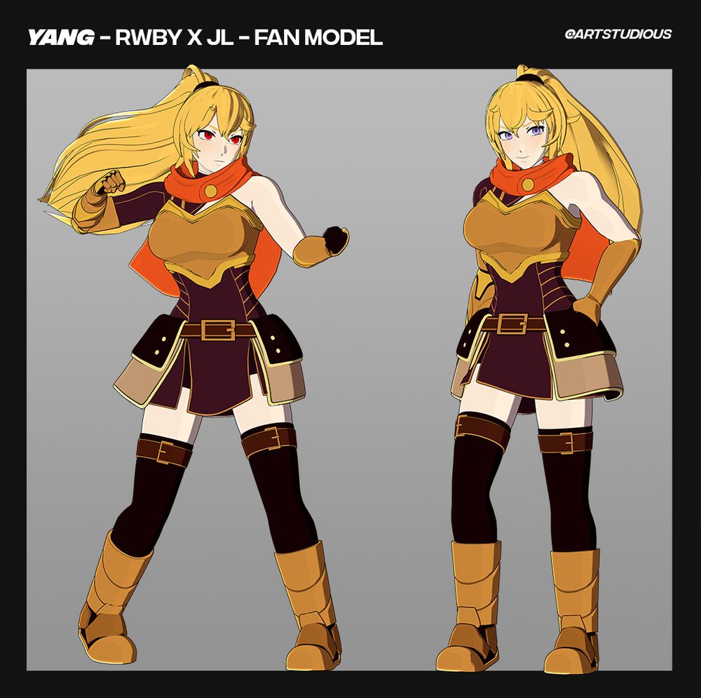 yang xiao long from rwby justice league collab fan 3d model