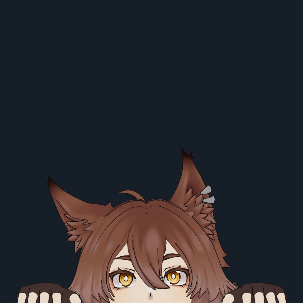cat girl peeking up at text