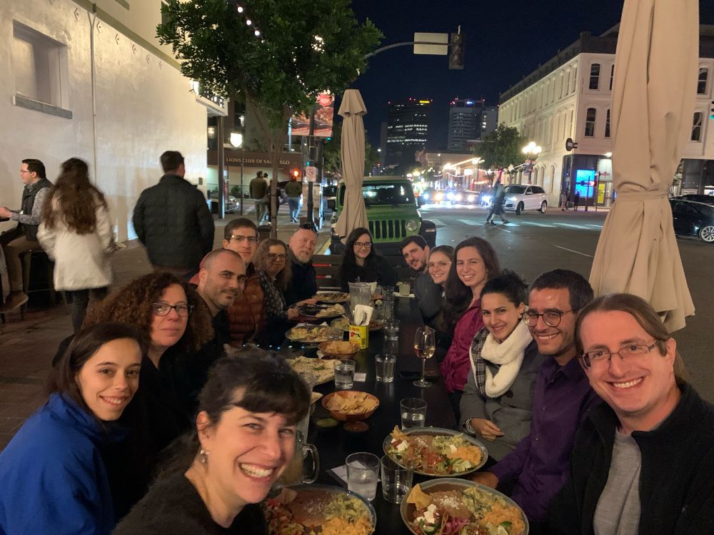 Some of the Israeli ppl at SPSP 2024 in a San Diego restaurant