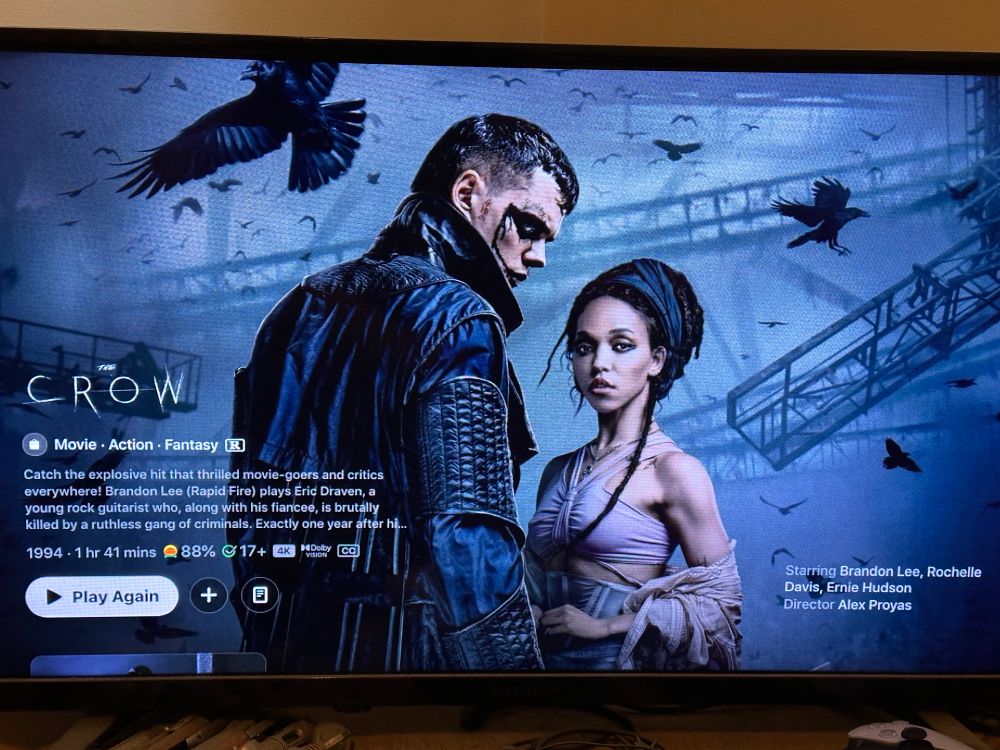 The Crow (1994) on AppleTV has its title logo and image replaced with The Crow (2024).