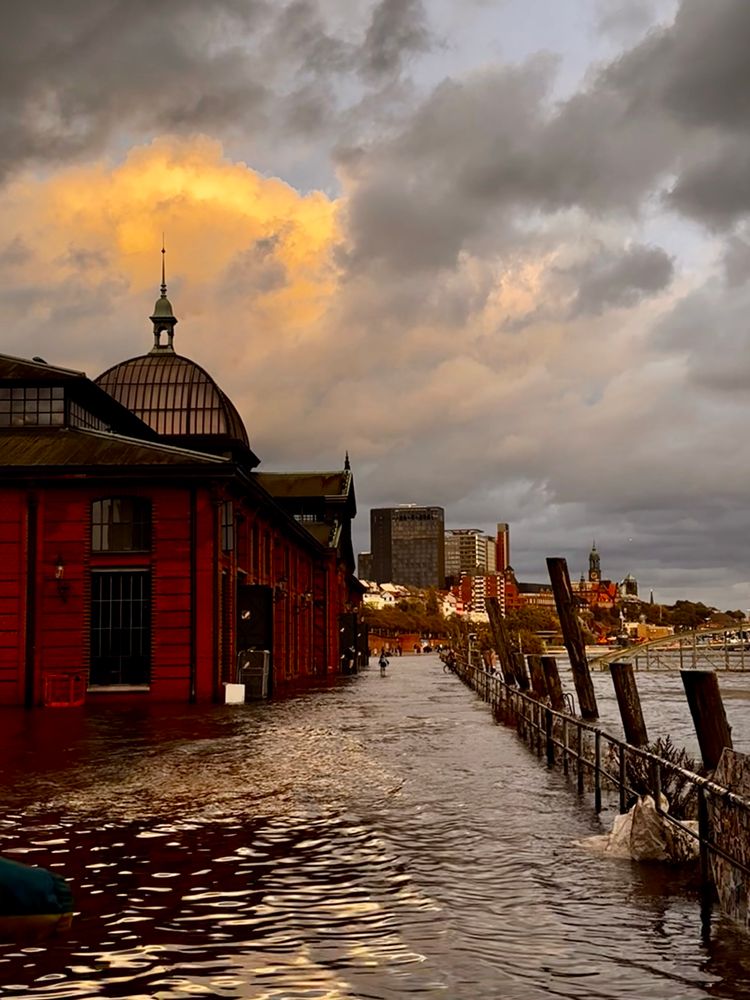Die Hamburger Fischauktionshalle erwartet die erste Sturmflut des Jahres