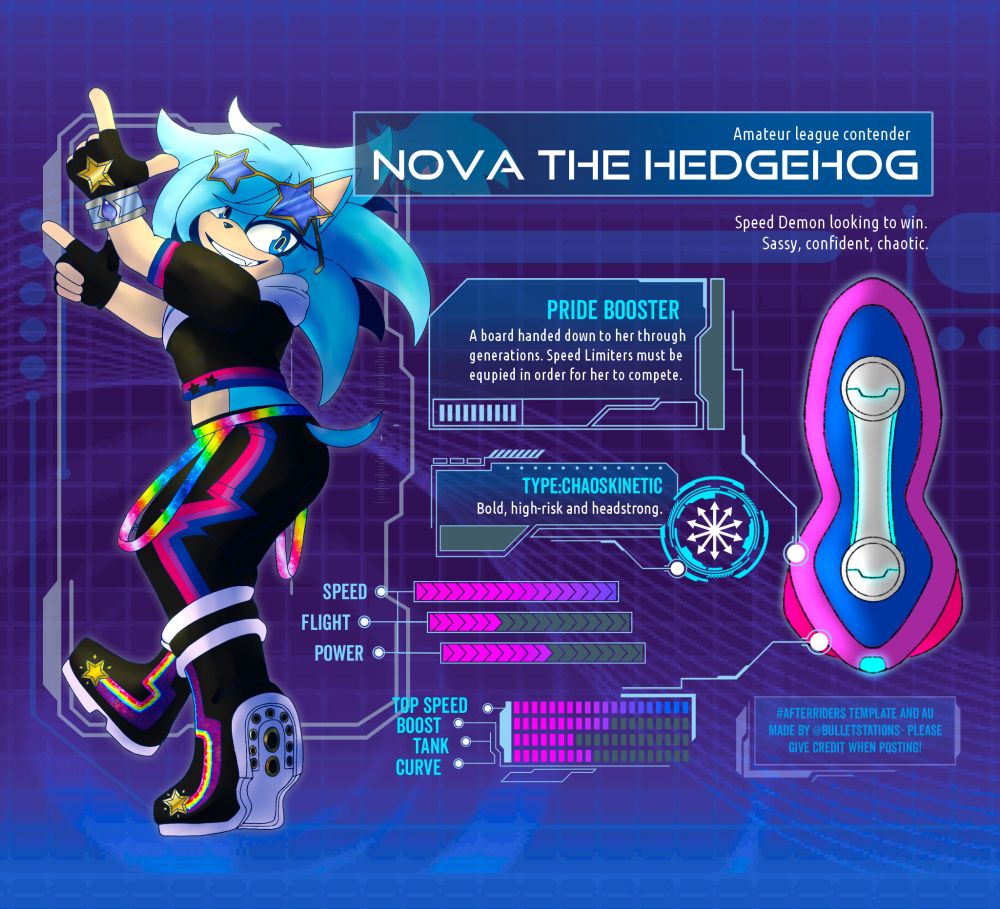 My oc Nova the hedgehog set up for #AfterRiders AU! 