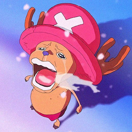 chopper from one piece crying dramatically in the snow