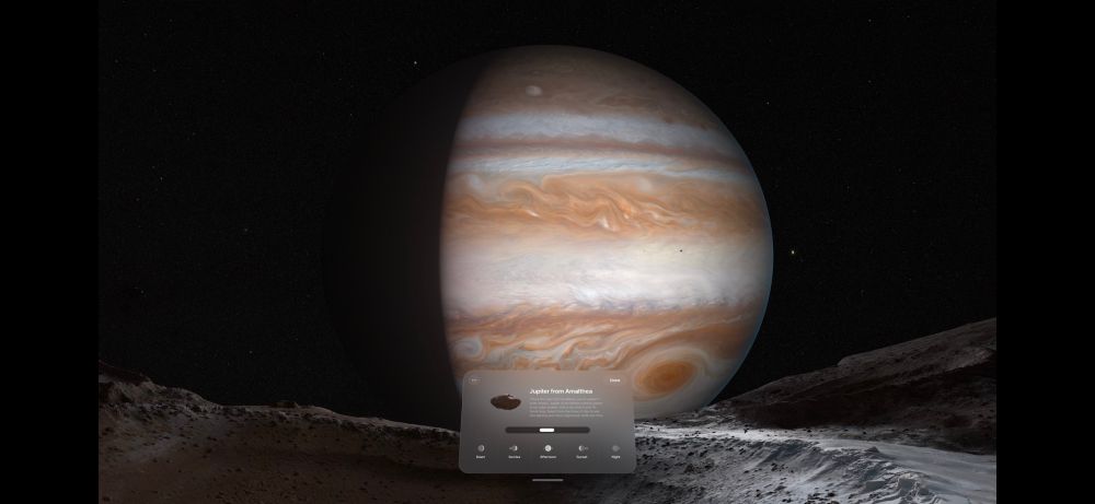 Screenshot from VisionOS showing a view from one of Jupiter’s moons