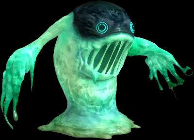 phosphoric ooze from ffxiii, a green little slime guy with goopy strands in his mouth and big salad fingers esque hands