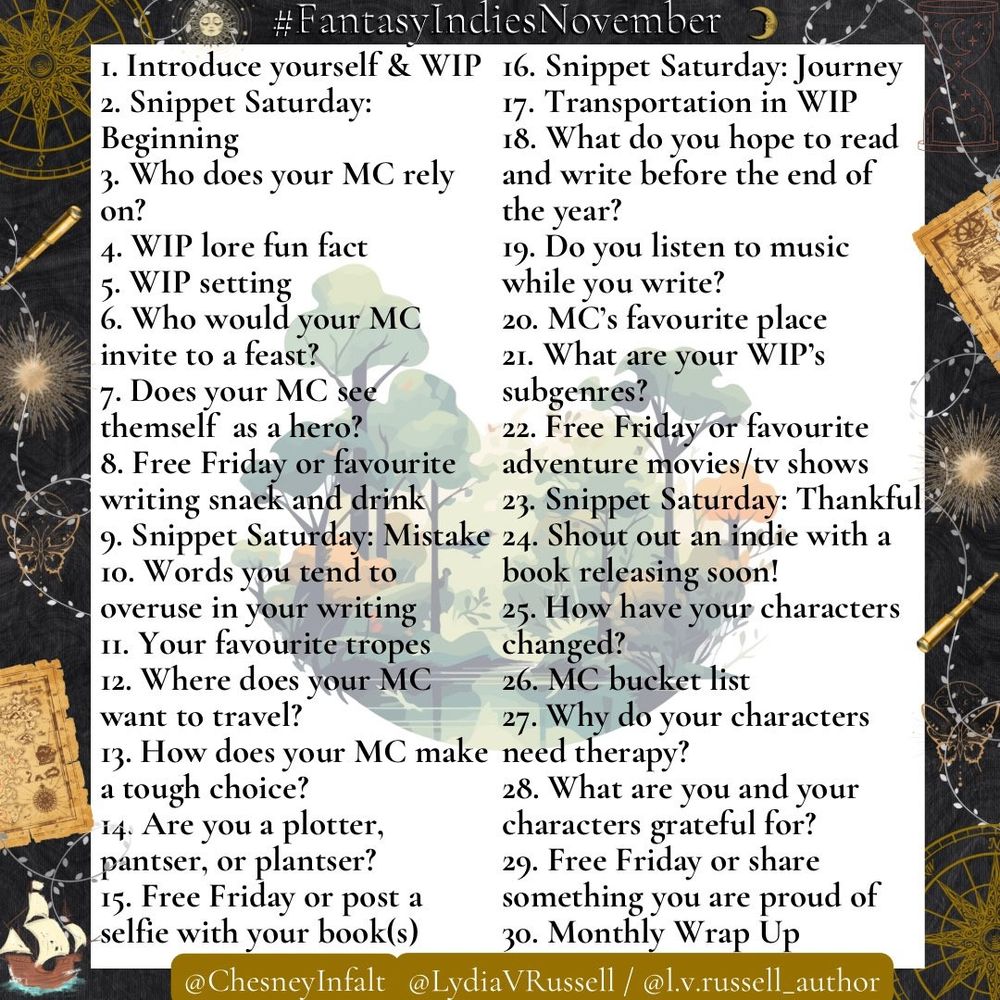 Fantasy Indies November hashtag prompt list