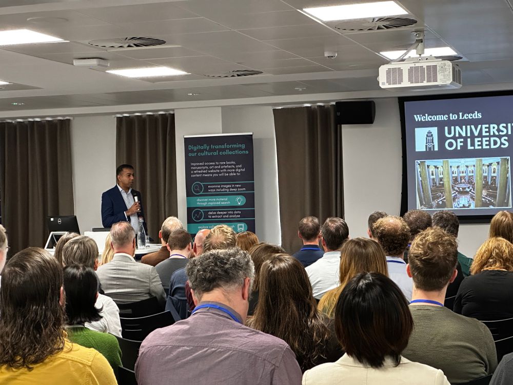 Masud Khokhar, University Librarian and Keeper of Brotherton Collection at the University of Leeds, welcoming a packed audience to the conference. 