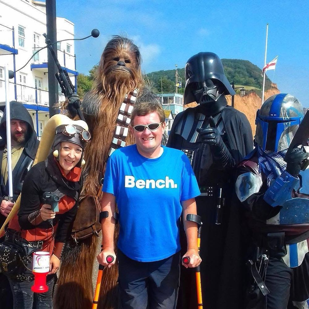 Me surrounded by Star Wars cosplayers.