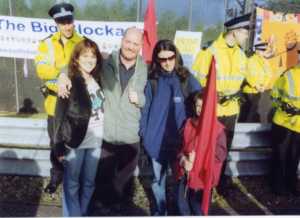 Rosie Kane, Jimmy Scott, Sonya and Michael at G8 demonstration at Faslane.