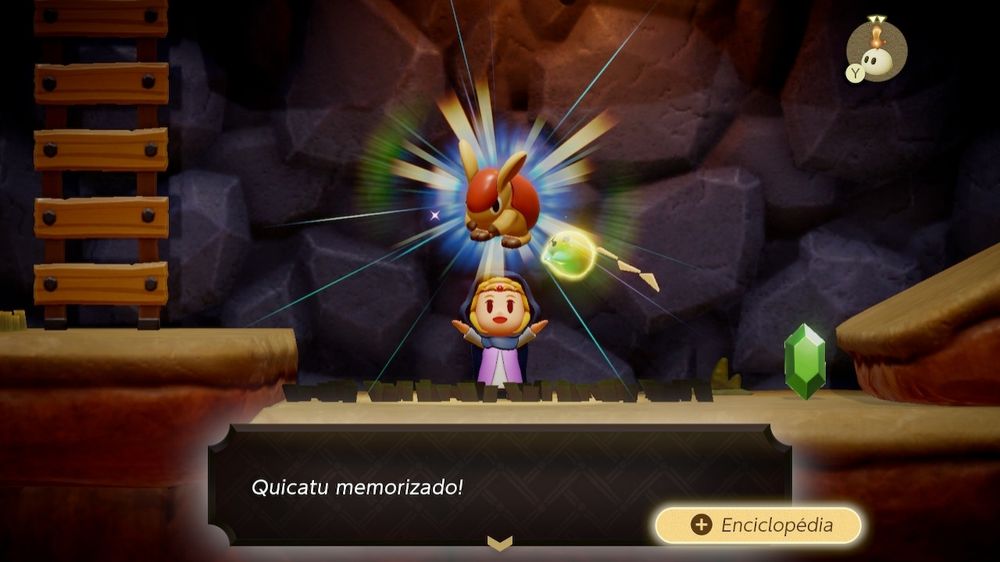 Screenshot de Legend of Zelda Echoes of Wisdom escrito "Quicatu memorizado!"