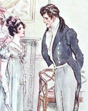 A drawn image of Anne Elliott and Captain Frederick Wentworth having a conversation. By C. E. Brock (died 1938) - http://solitary-elegance, Public Domain, https://commons.wikimedia.org/w/index.php?curid=19137961