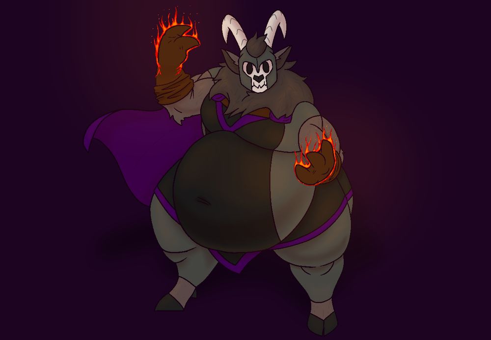 Peter dressed as the cleric from Hexen, readying a Firestorm spell