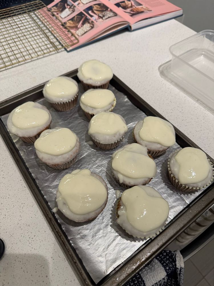 Iced carrot cake muffins