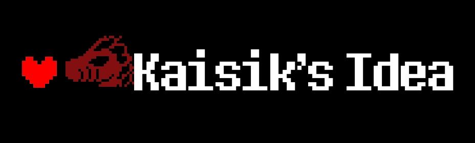 A faked deltarune screenshot that reads "Kaisik's Idea" and has a little simplistic pixel icon of her between the text and the heart shaped cursor 