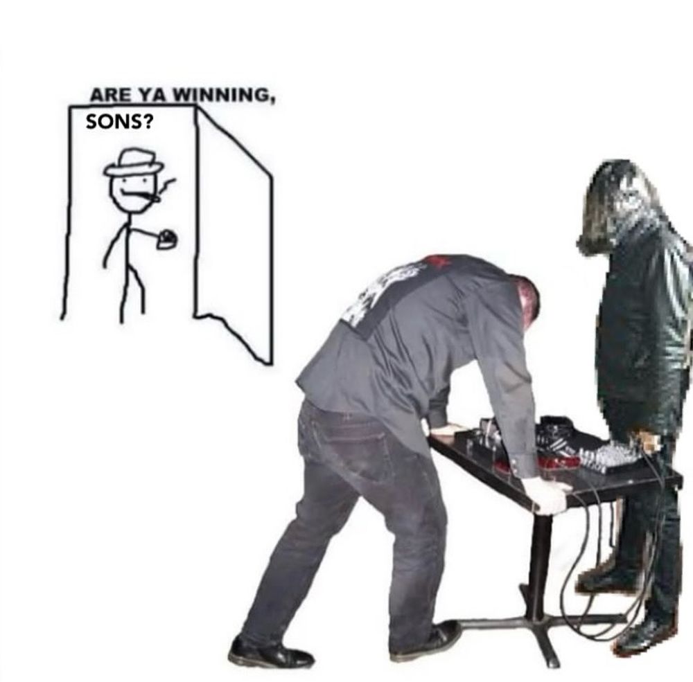 A meme depicting a figure representing a father checking in on a kid 