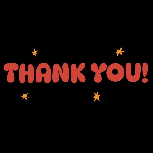 Big red capital letters saying thank you.