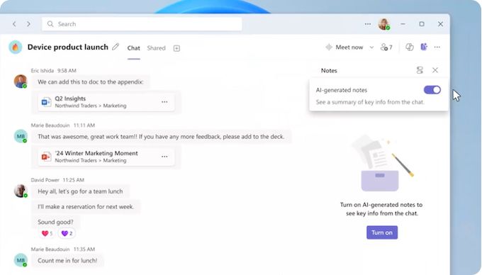 Screenshot of the Copilot Facilitator Agent in Microsoft Teams meetings. 