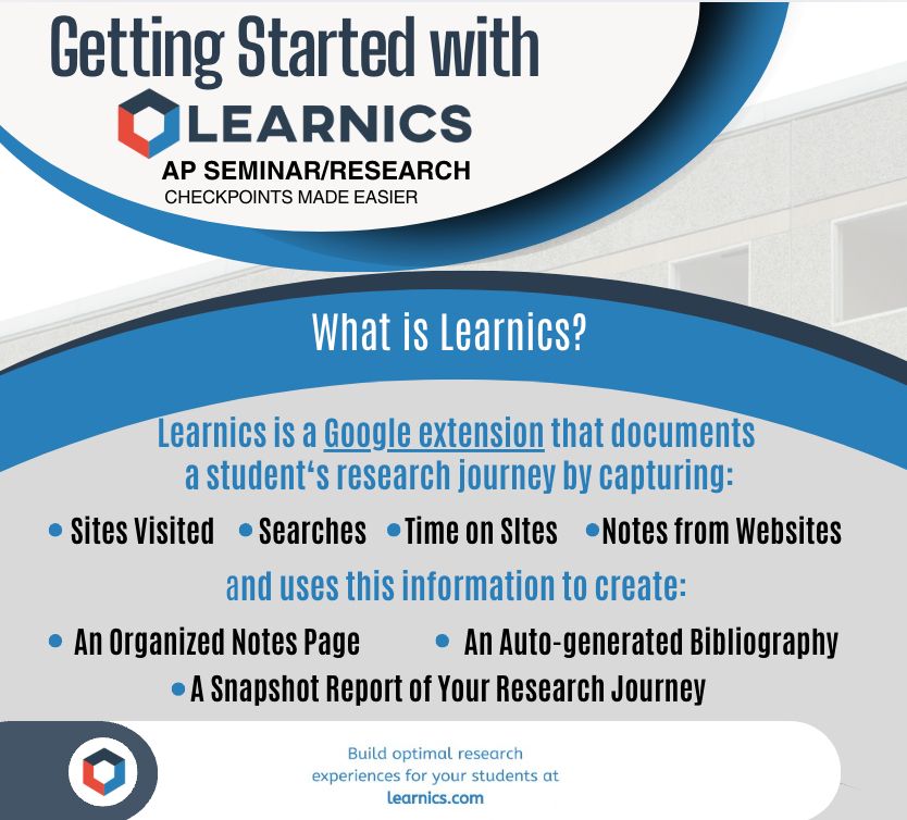 image of the Learnics tool: helps students with research 