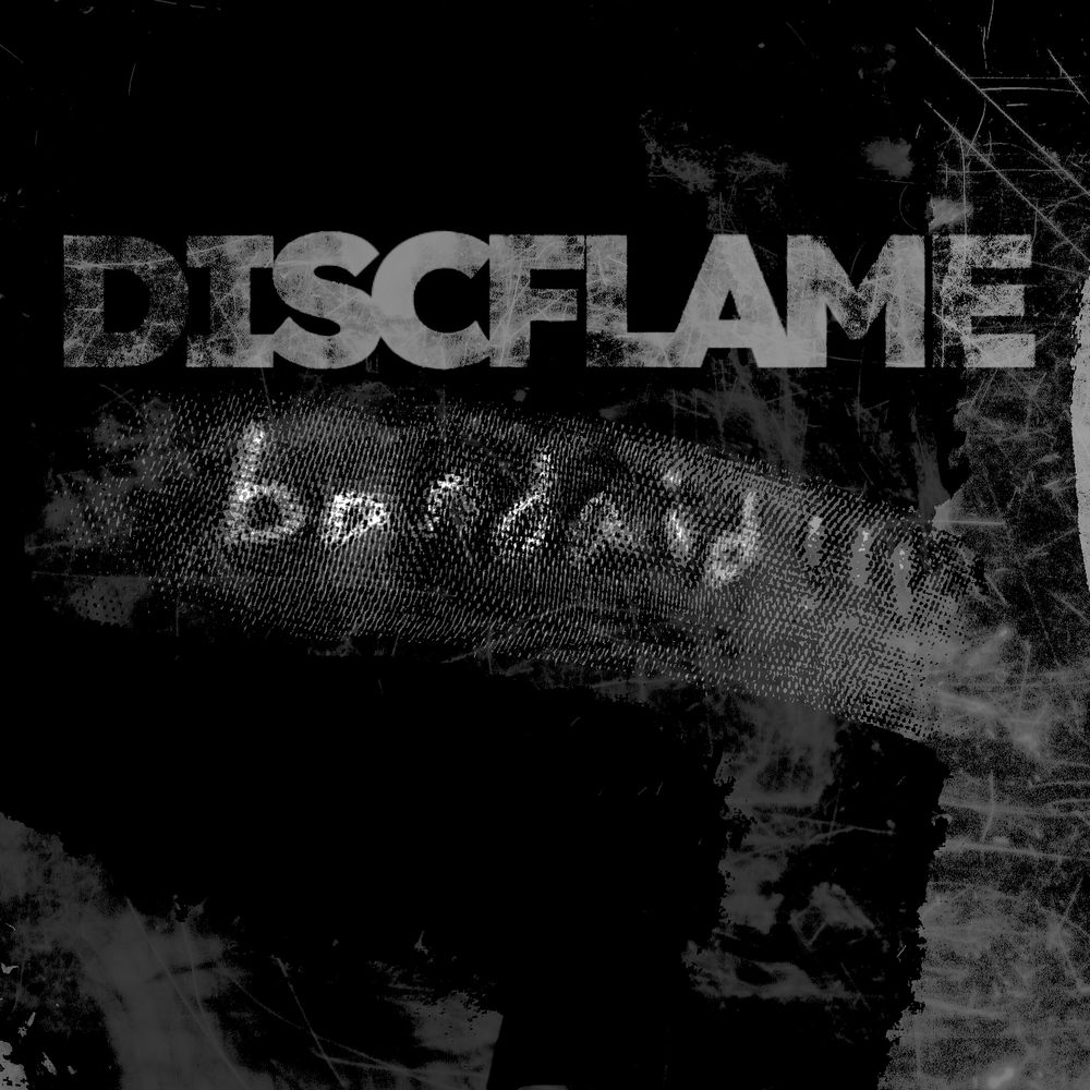 the album cover for my upcoming single. in big block capitals it says "DISCFLAME." in hand-written text, it reads "bandaid!!!"