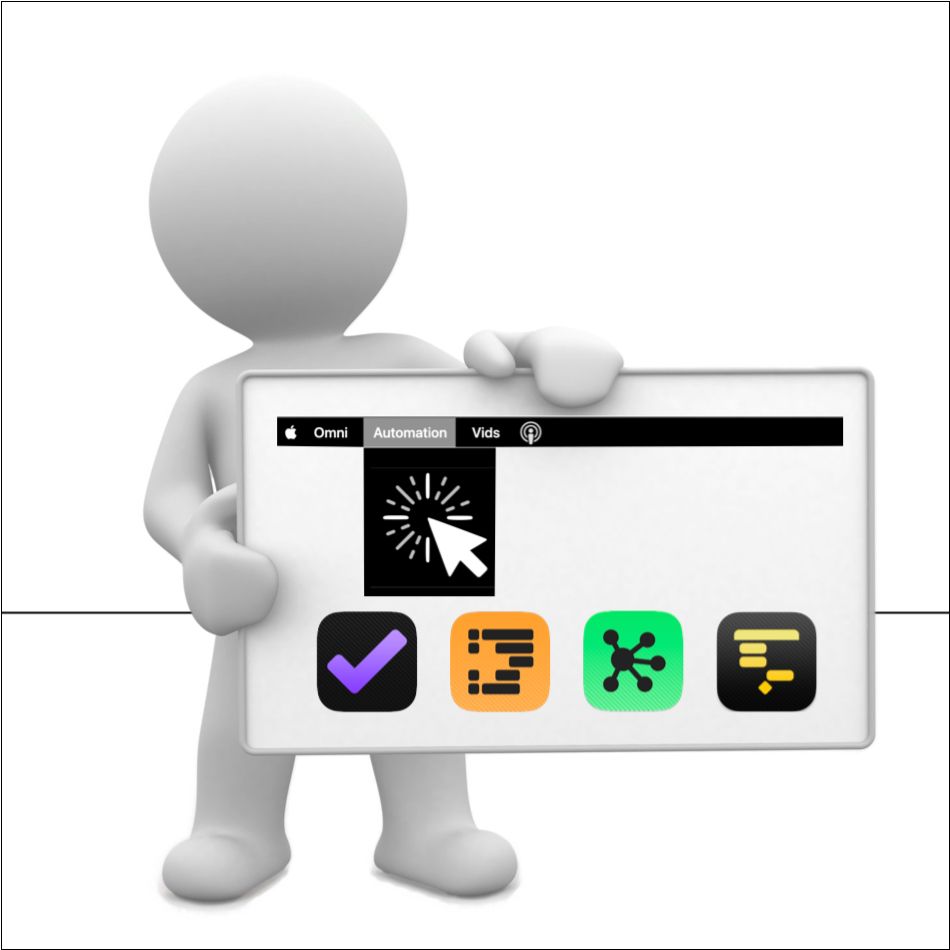 An automaton making a short presentation about Omni Automation. The presentation references OmniFocus, OmniGraffle, OmniOutliner, and OmniPlan.