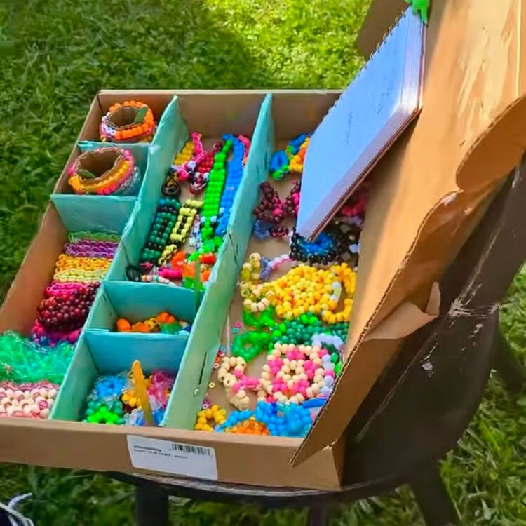 A whole bunch of homemade bracelets