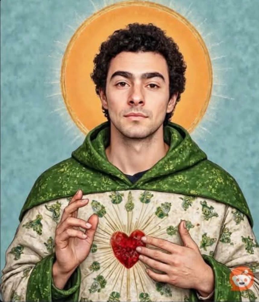 Luigi Mangione portrayed in a Christ-like manner in a Sacred Heart image