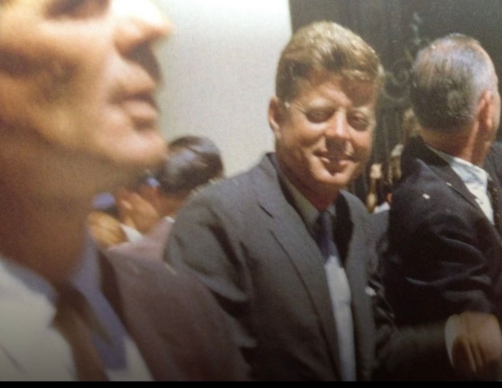 A photo of John F Kennedy, taken by the future British DJ John Peel in Dallas in 1960