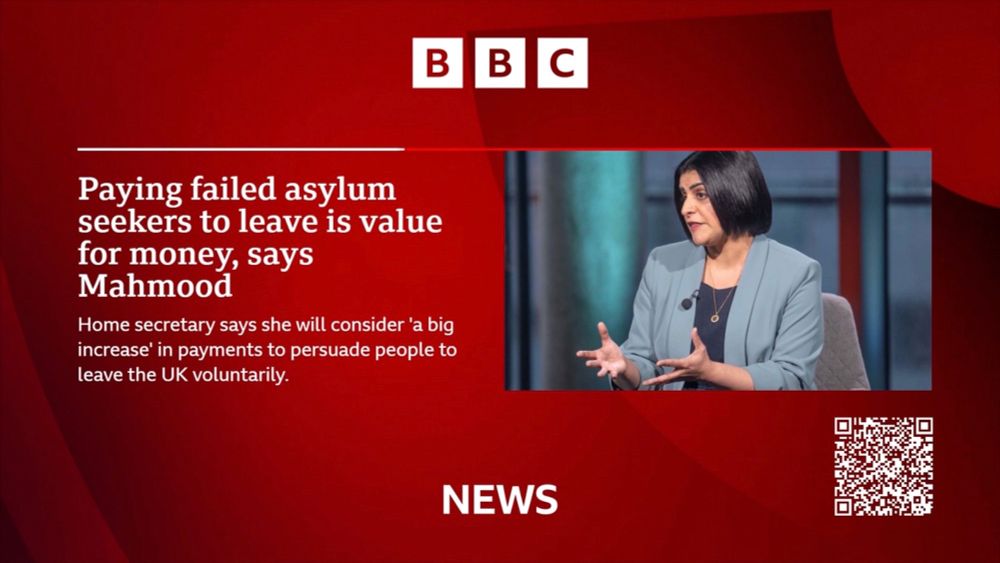 Paying failed asylum seekers to leave is value for money, says Mahmood!  Home secretary says she will consider 'a big increase' in payments to persuade people to leave the UK voluntarily. That may be, but the principal sucks, and the effect will encourage many more. 