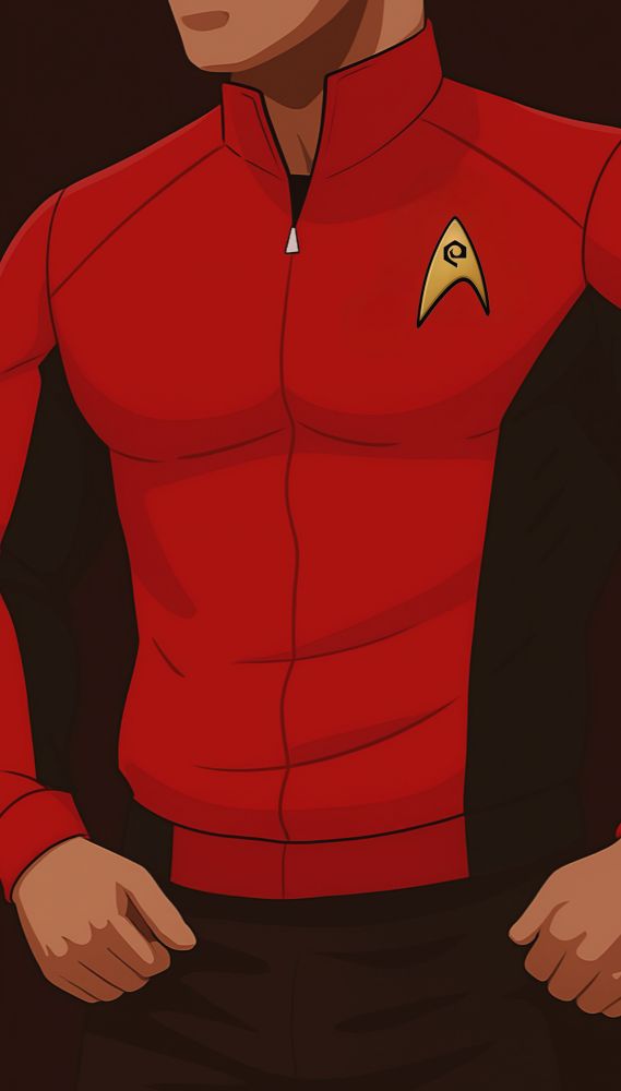 Male body wearing a red Starfleet uniform 