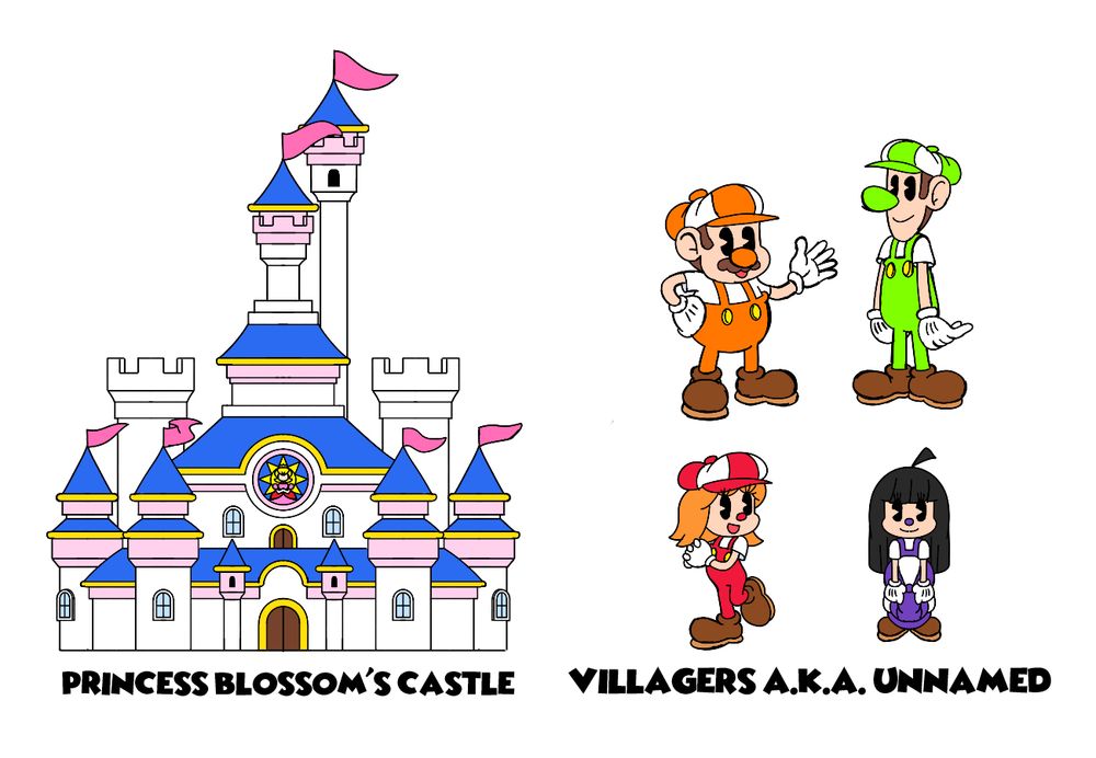 I was working both Blossom's castle for what it'll looked like and making those villagers are quite fun, but I haven't given their names yet.