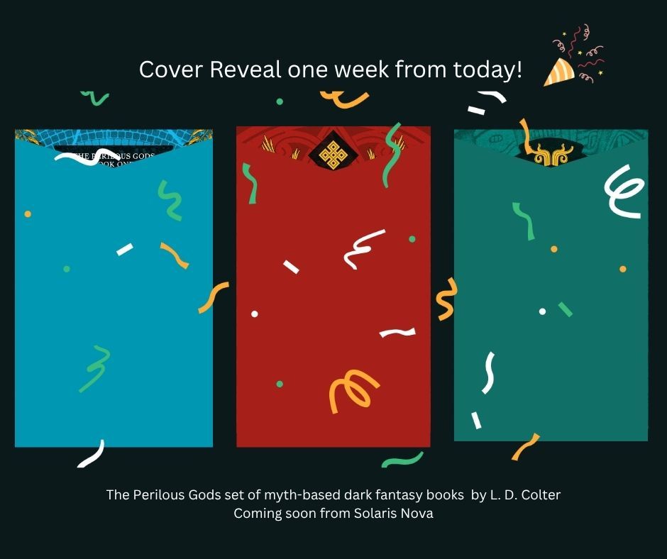 Three rectangles in blue, red, and jade showing small graphics at the top and confetti falling across them.