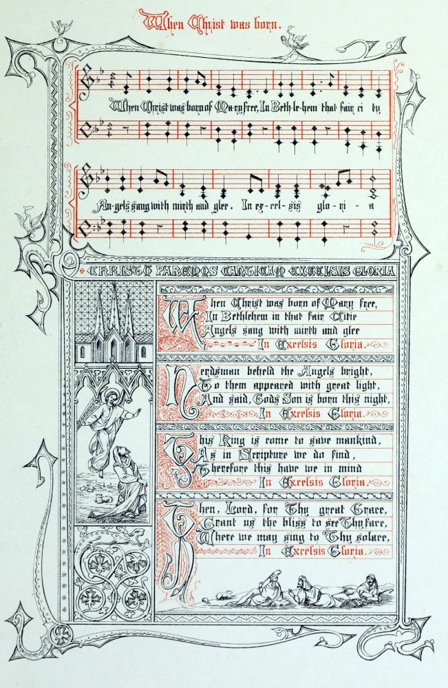 illuminated Christmas carol: When Christ was Born