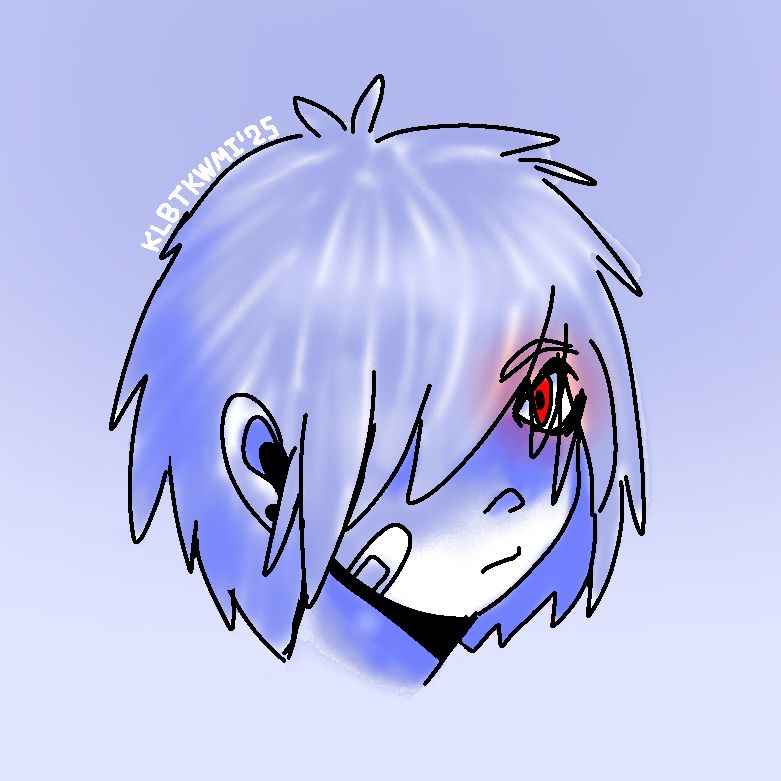 kris dreemurr from deltarune glaring at the viewer with one eye