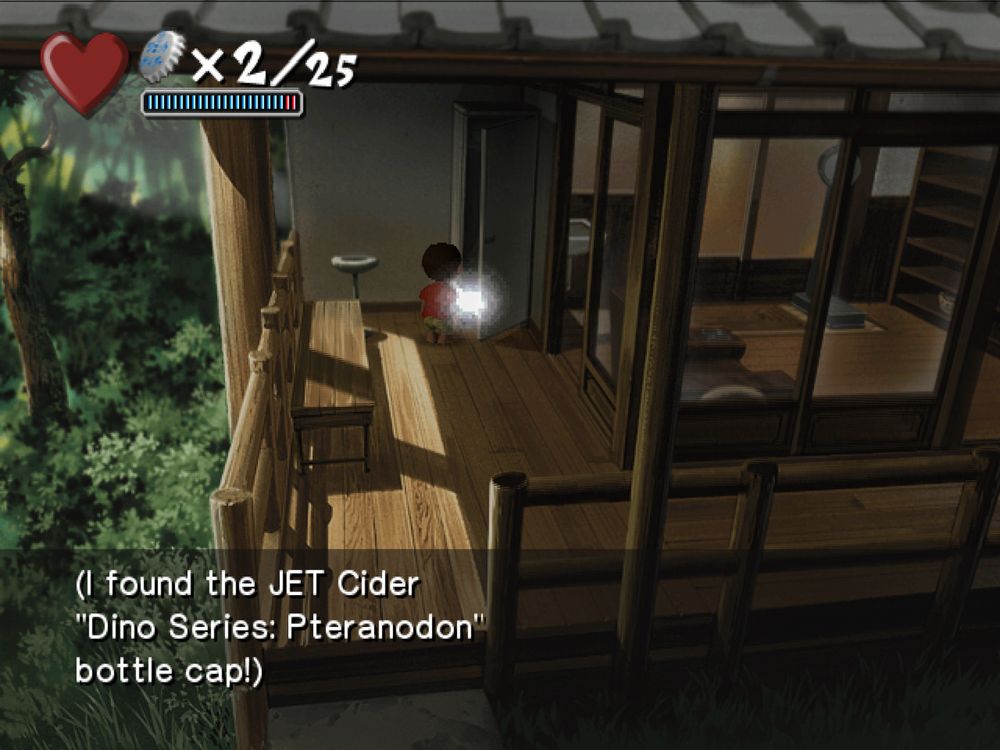 boku looking inside a closet in the bathhouse and finding a JET cider bottle cap in there