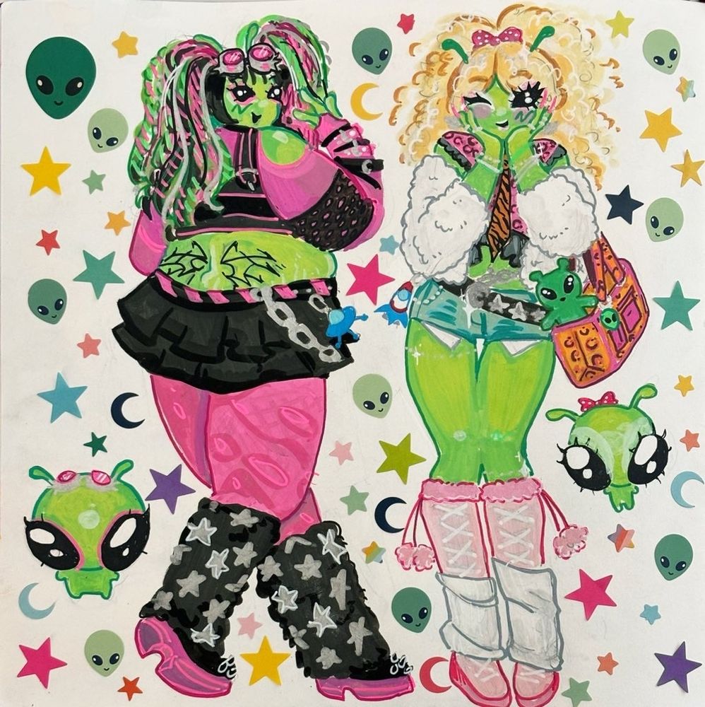 Cybergoth Alien girl and Gyaru Alien girl