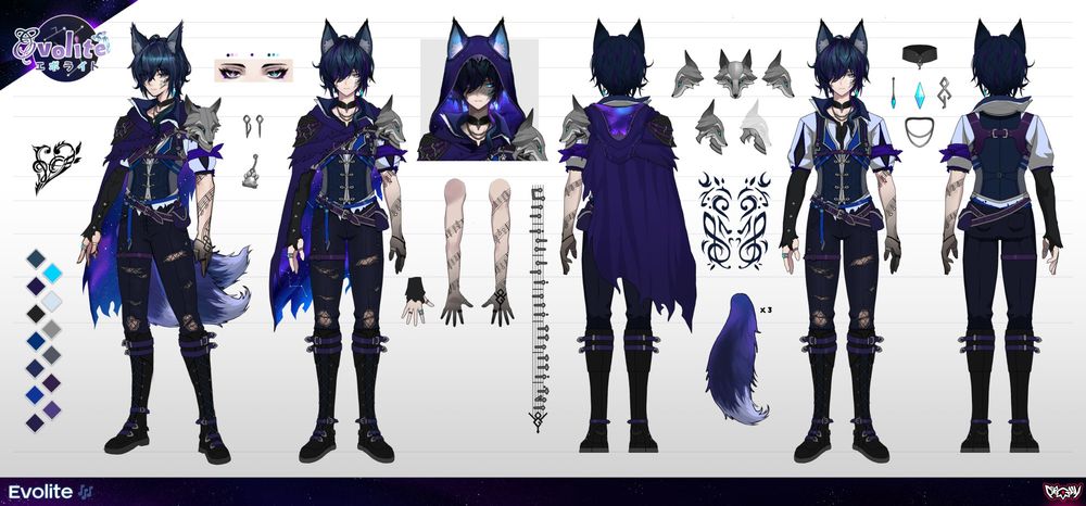A Design Sheet, detailing what "Evolite" The VSinger looks like, for artistic reference