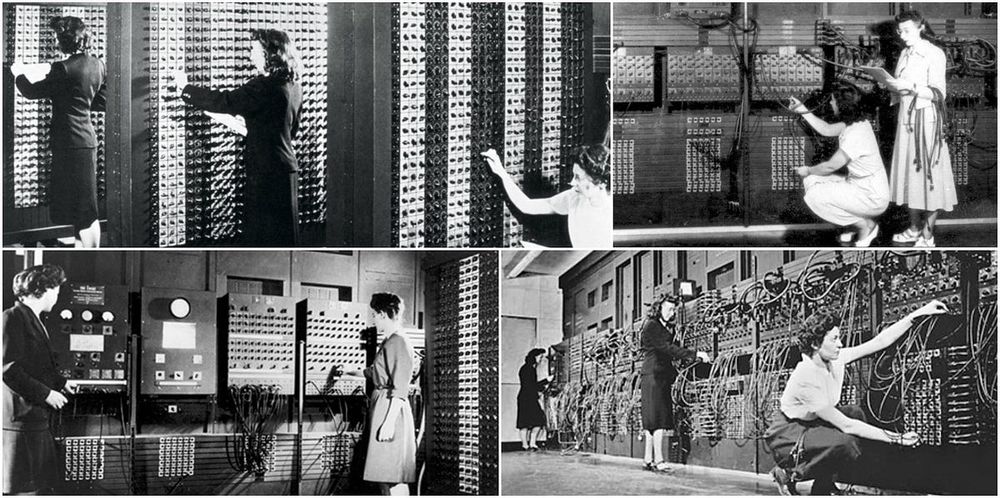 the women who programmed eniac photographed in front of the machine 