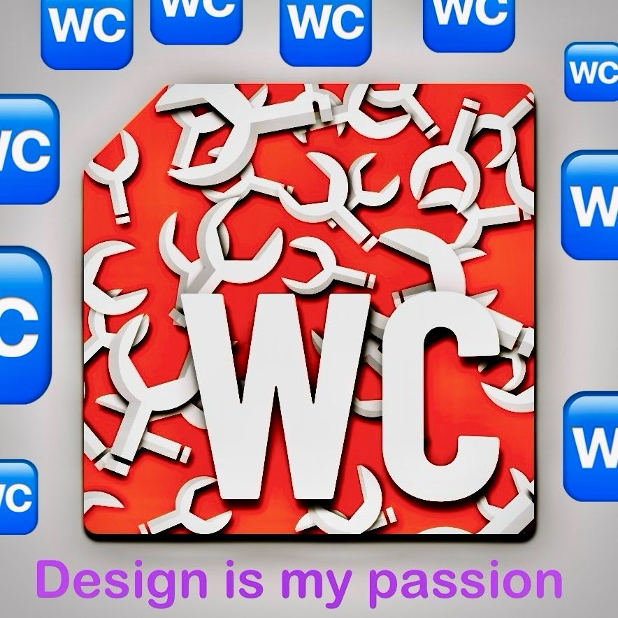 Web component wrench logo with the saturation and contrast cranked way up. At the bottom edge is purple text saying “Design is my passion.” The WC emoji is repeated along all the other edges of the image at different sizes.