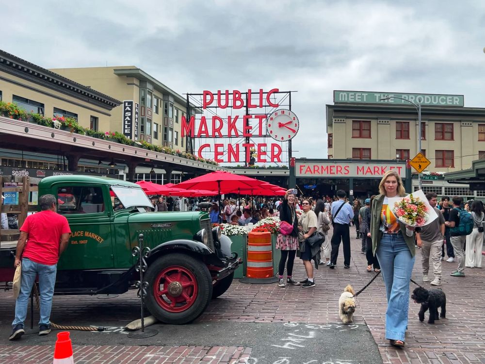 Pike Place with the famous sign. 