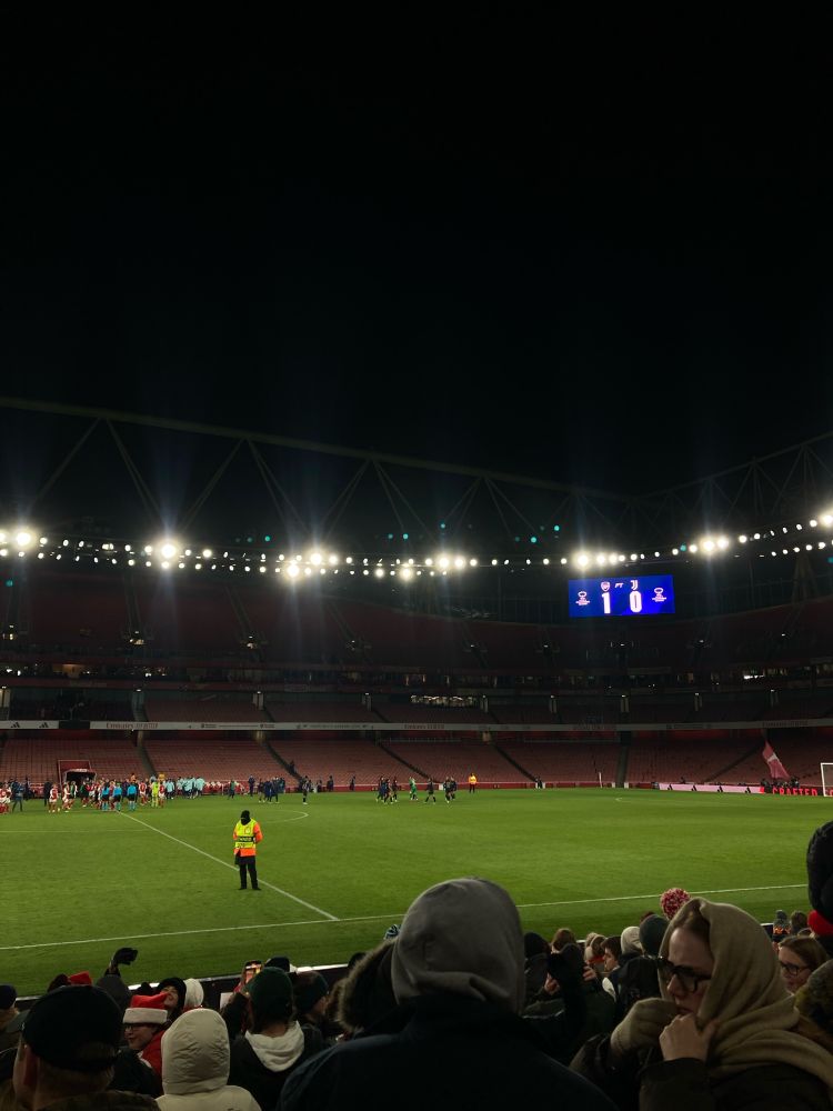 Emirates stadium pitch at night. Arsenal Women v Juventus 1-0 FT 
