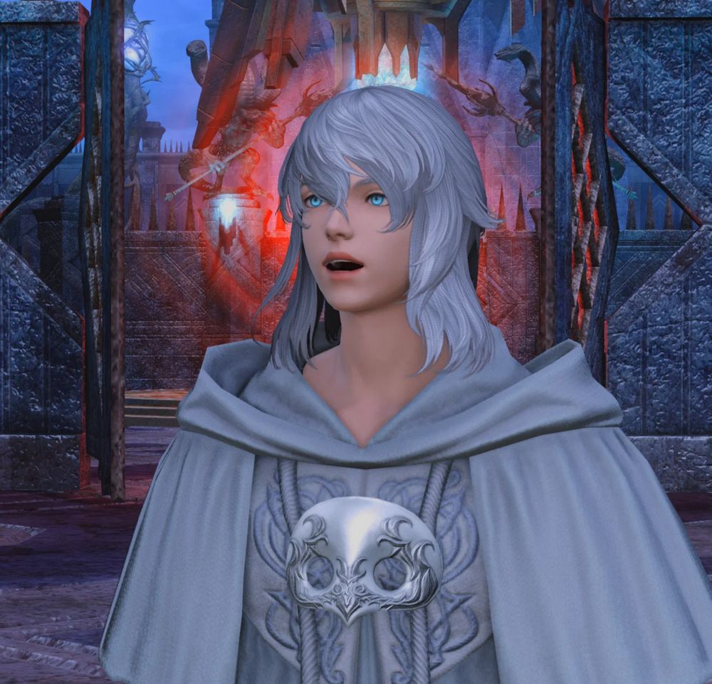 Themis standing in Pandaemonium with his mouth open