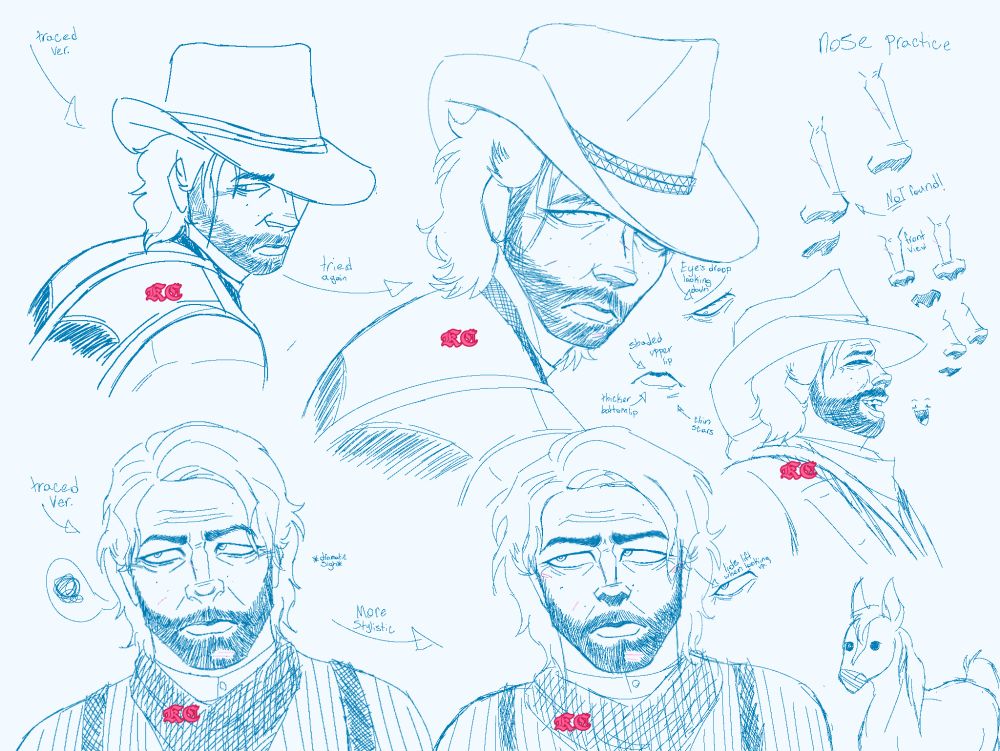 Arthur Morgan practice sketches.