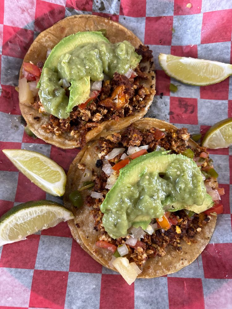 Chorizo and eggs breakfast tacos