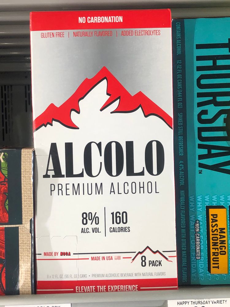 Picture of an 8-pack of cans of Alcolo