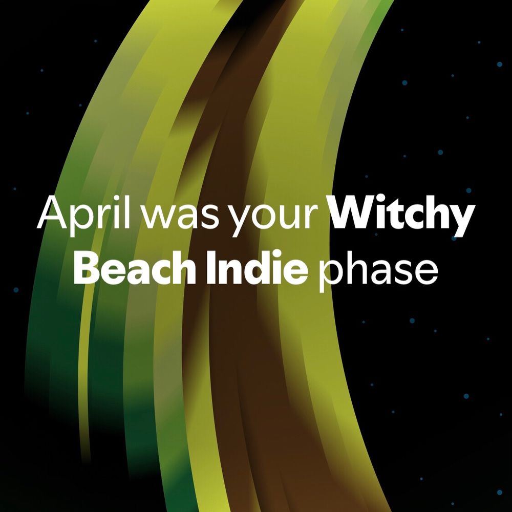 Spotify Wrapped slide that reads “April was your Witchy Beach Indie phase.”