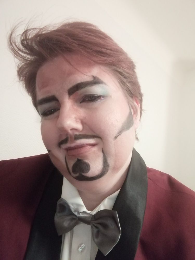 Maquillage drag-king que j’ai fait pour ma première performance en février 2024.