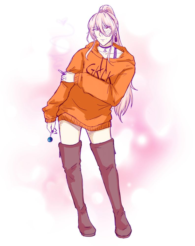 fanart of Shion from Paradox Live but he's dressed like 2018 Ariana Grande. he is having a great time and it looks better than it should to be honest. I fear this creation will haunt me for the rest of my days.