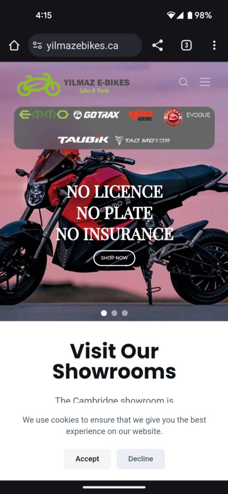 A picture of an e-bike built to look like a cafe racer with superimposed white text:
NO LICENSE
NO PLATE
NO INSURANCE