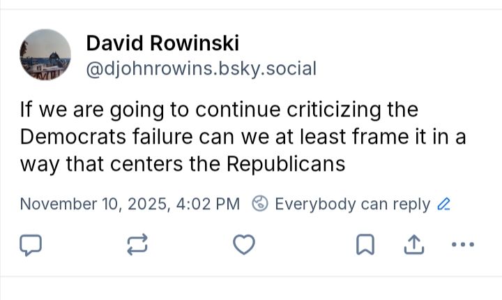 If we are going to continue criticizing the Democrats' failure can we at least frame it in a way the centers the Republicans (and i fixed the grammar)