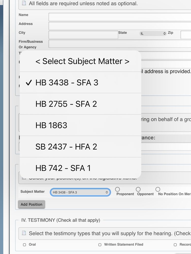 Screenshot of the witness slip